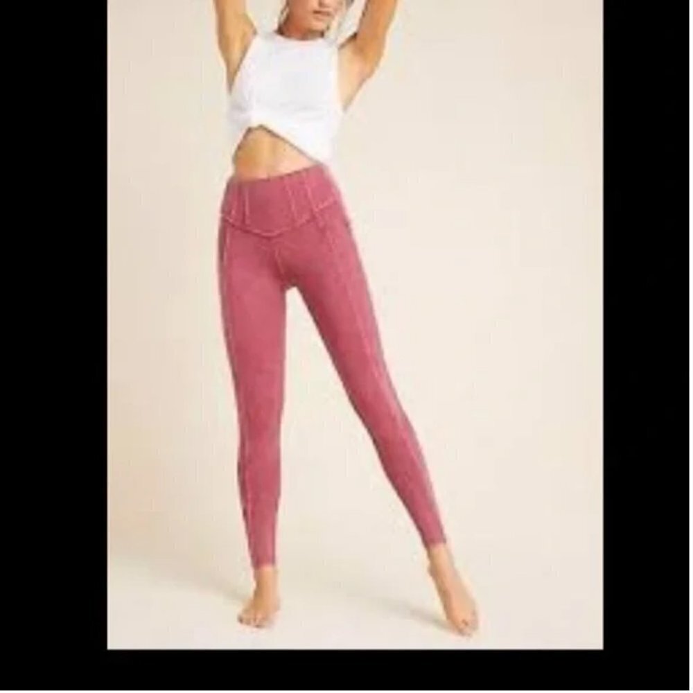 Free People Movement Hybrid High Rise Leggings XS Heathered Burgundy NWOT JB - Picture 5 of 10